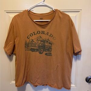 Cropped Colorado Granola Girl/ National Park Lover Brown Graphic T-Shirt XL